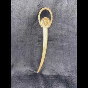 Vintage BRASS Lion Head Doorknocker Style Curved Blade Letter Opener